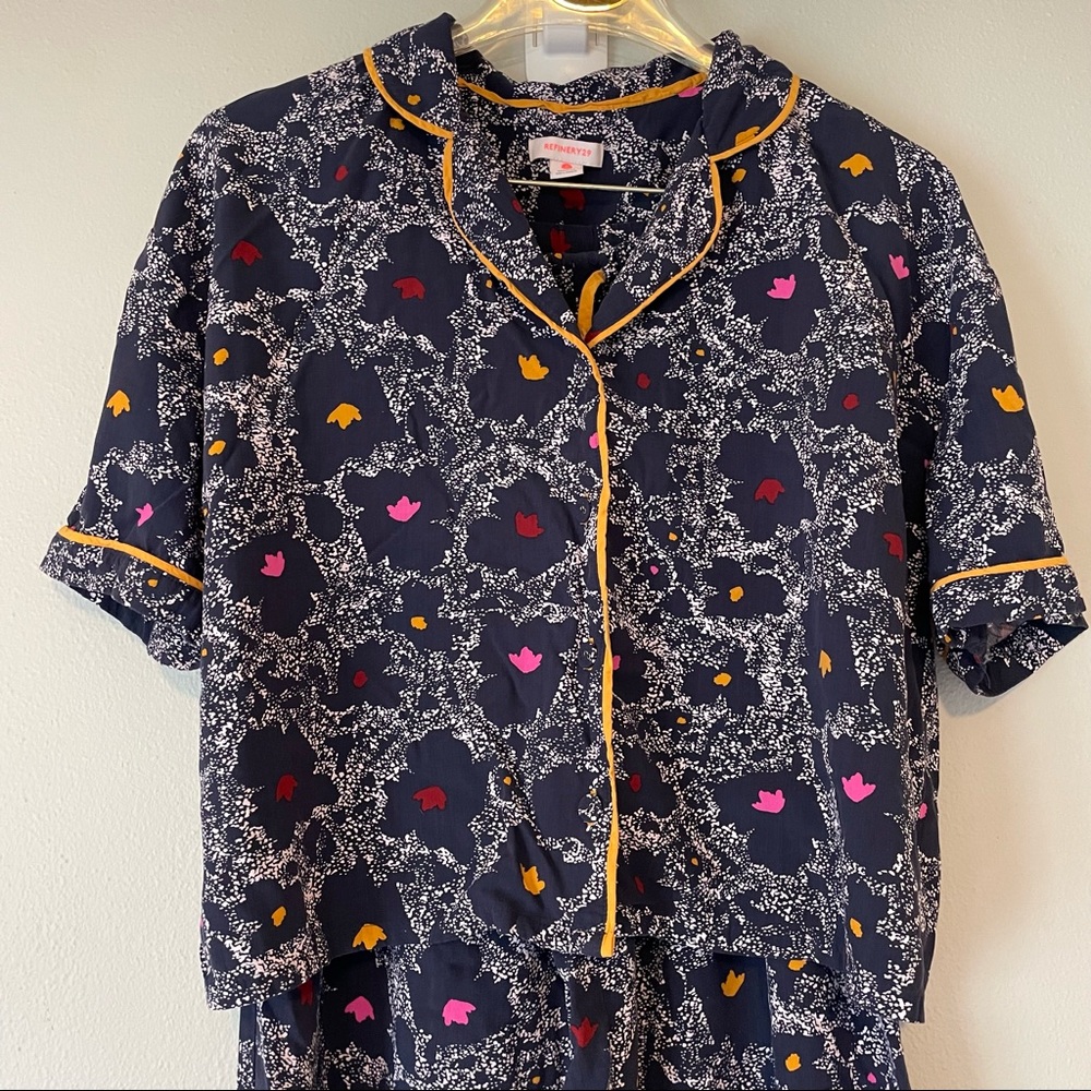 REFINERY29 Elsa Woven Pajama Pants and Top In Blue Dots - Picture 10 of 12